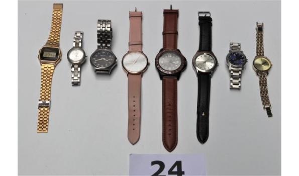 8 diverse horloges w.o. CASIO, RODANIA, CALVIN KLEIN enz